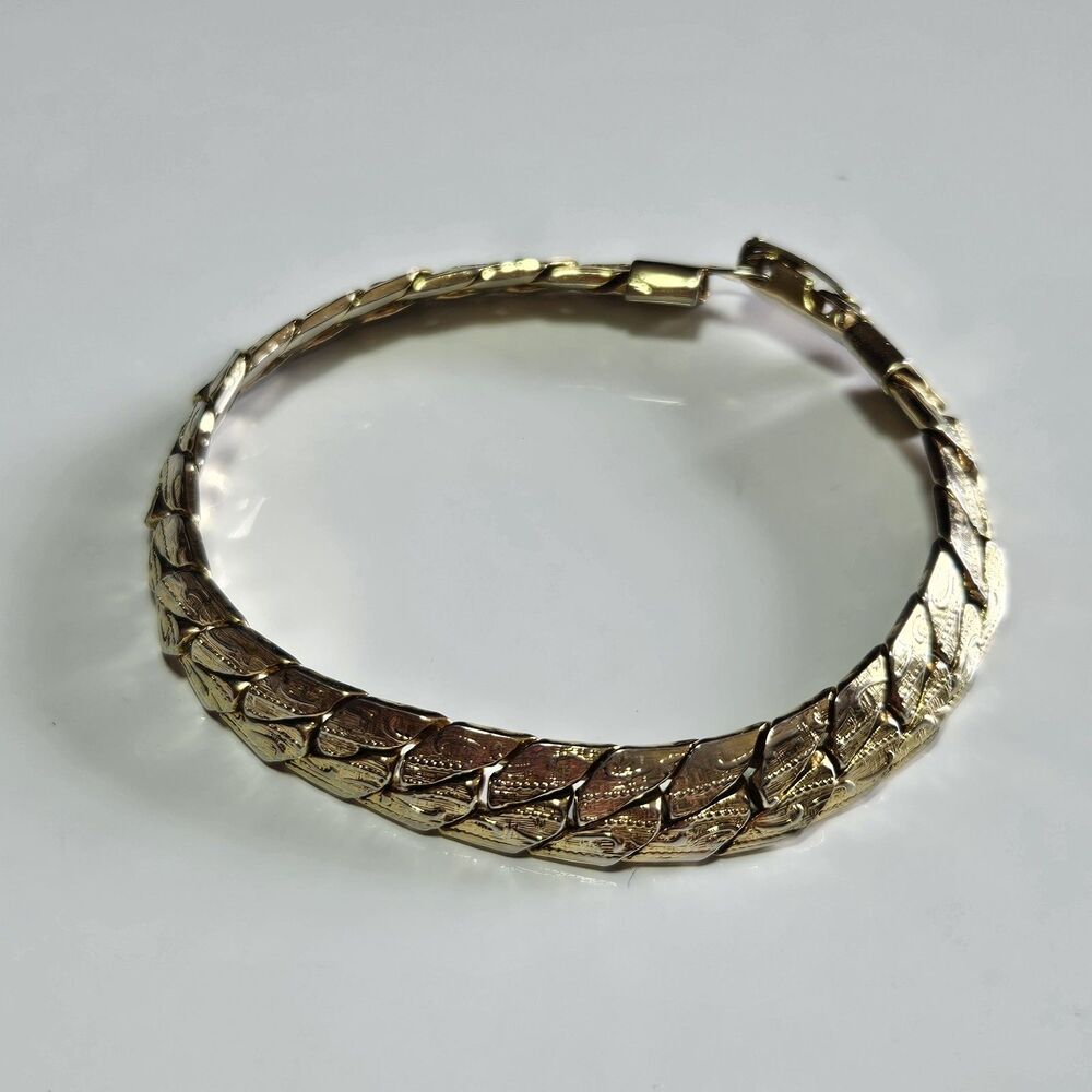 Vintage Gold Tone Thick Chunky Chain Bracelet 7"